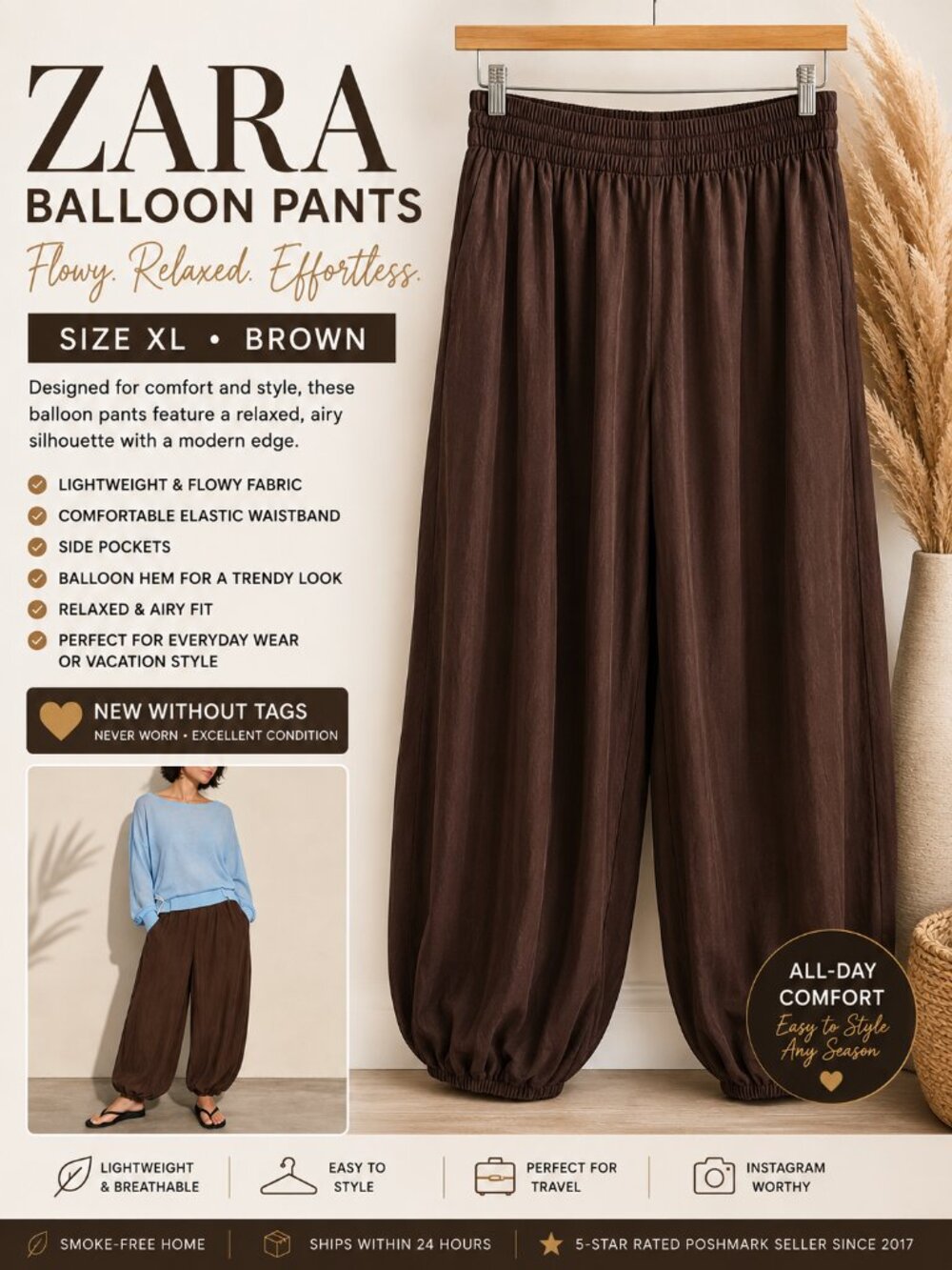 Zara Brown Balloon Pants